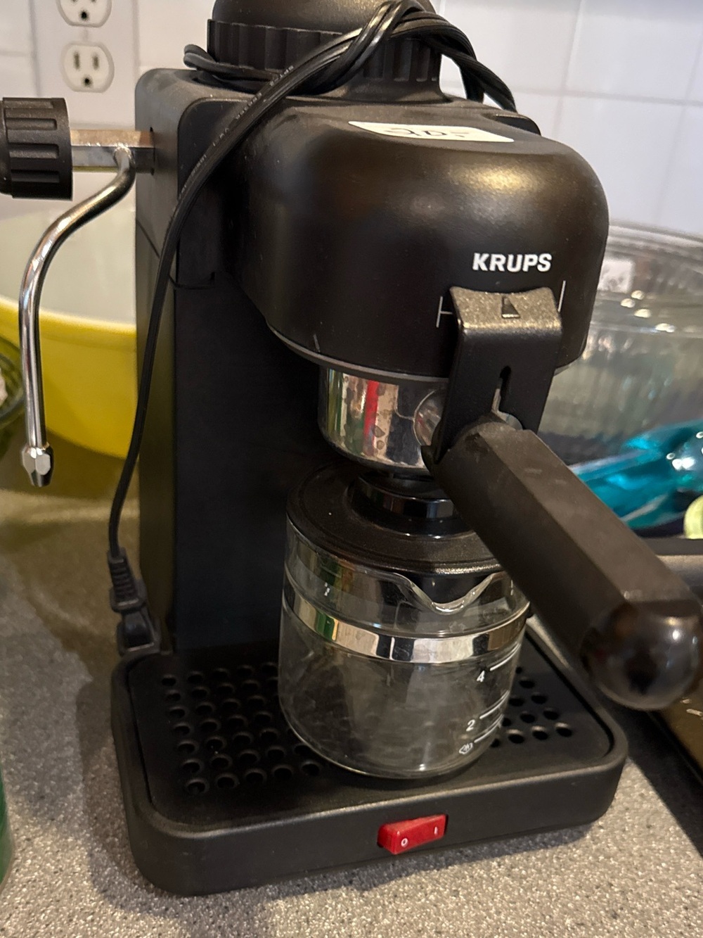 Black Espresso Machine with Steam Wand - Compact Home Coffee Maker